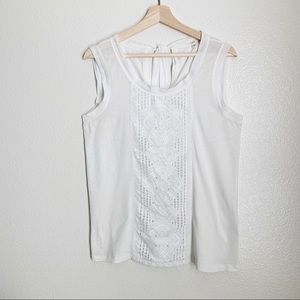 J. Crew Cream Embroidered Front Panel Blouse Sz M